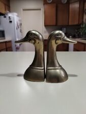 Rare Vintage Leonard Solid Brass Duck Book Ends  picture