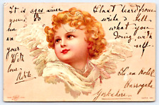 Postcard 1909 Carte Postal Blonde Love Angel with Wings Painting  A8 picture
