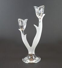Vtg MIKASA Full Lead Crystal Frosted CANDLE HOLDER Spring Aria Tulip GERMANY 10