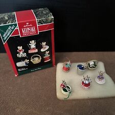 1992 Hallmark Keepsake Ornament Miniature Set of 6 Sew Sew Tiny Mice sewing picture