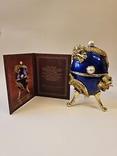 ROYAL BLUE FABERGE EGG DRAGON TRINKET MUSIC BOX BY KEREN KOPAL AUSTRALIANCRYSTAL picture