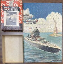 WWII Big 10 USA Statue Of Liberty Battleship Planes PUZZLE WAR Bonds Complete picture