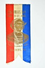 1892 Patriotic Columbus Day Silk Ribbon Reading PA 400 Year Anniversary Bust  picture