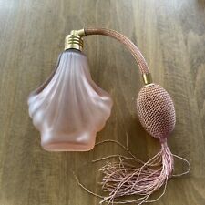 Vintage Pink Frosted Perfume Scent Bottle Shell With Puffer Atomiser picture