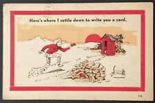 Outhouse Cowboy Here's Where I Write You Vintage Comic Postcard Posted 1945 picture