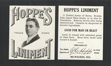 1920s HOPPE'S { PHOTOGRAPH of HOPPE } LINIMENT UNUSED LABEL { FRONT & BACK } picture