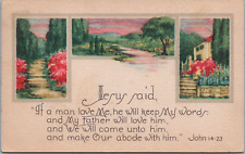 Jesus Said Verse John 14:23 Landscape Flowers Home 1938 Arkansas Cancel picture