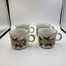 Vintage Handgemalt Floral Stoneware MCM Mugs - set of 4 picture