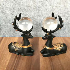 2pcs natural clear quartz magic Sphere crystal ball healing & deer pedestal  picture