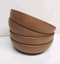 Four Vintage Wooden Agatized Bowls Ellingers Bowls #60 Sheboygan, WS USA 5-3/4
