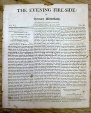 1806 newspaper Very Early Disaster LARGE FIRE strikes PHILADELPHIA Pennsylvania picture