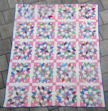 WELL QUILTED Antique 1930's? VERY INTRICATE STAR Quilt BEAUTIFUL VINTAGE FABRICS picture