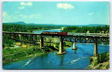 Original Vintage Antique Postcard Bridge Railroad Train Nipigon River Canada picture