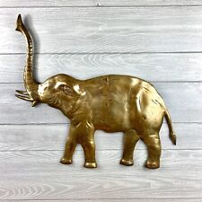 Vintage Large Brass Elephant Wall Sculpture 23x21.5 picture