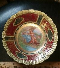 Royal Vienna Style Austria Beehive Porcelain Cabinet saucer with Two Ladies   picture