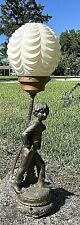 VTG./Antique 1900's French Bronze Figural Boy Child Table draped torchiere Lamp  picture
