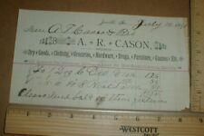 VTG 1891 A R Cason Jewells Georgia Clothing Groceries Hardware Furniture Receipt picture