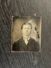 Small Early Tintype Of Handsome Man With Sideburns & Bowtie picture