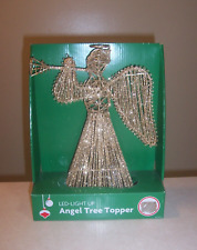 LED-LIGHT UP Christmas Angel Tree Topper Gold w/ Glitter NIB 11
