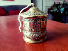 Victorian Polished Brass Lidded String Box / Holder with Embossed Decoration  picture