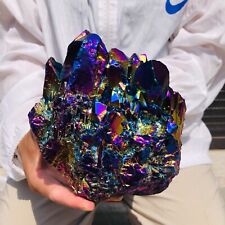 6.35LB Rare Electroplating Quartz Crystal Cluster Healing Collect Energy 1701 picture