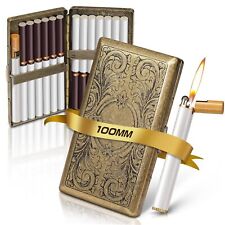 Vintage Cigarette Case Lighter for 100's Retro Metal  Holder Smoking BOXES GiftS picture