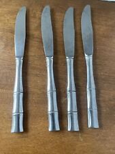 4 Butter Knives Supreme Cutlery Flatware Bamboo Design Stainless MCM Vtg Retro picture