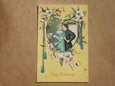 Vintage Unused VALENTINE Postcard Postkarte Carte Postale Embossed Glitter 1900s picture