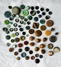 82 Vintage Buttons Greens &Browns Some From Early 1900’s picture