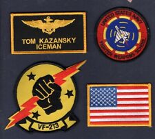 Tom ICEMAN Kazansky TOP GUN Movie FWS US NAVY F-14 SQUADRON Name Tag Patch Set picture