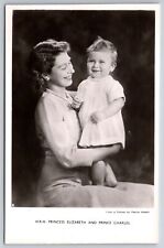 British Royalty~HRH Princess Elizabeth & Prince Charles~TUCK~RPPC~c1949 picture