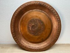 Vtg Tinned Solid Copper Hand Made Arabic Oriental Large Serving Platter Dish picture