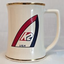 Vintage K2 Mug Cream w/ Red & Blue Logo Gold Trim Lewis Bros Ceramics Yonkers NY picture
