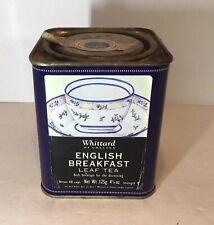 Vintage 90’s Whittard English Breakfast Leaf Tea Tin Blue White  picture