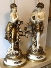 Pair VTG Moreau Figural Putti Cherub Metal Lamps COLLECTION FRANCAISE Made USA picture