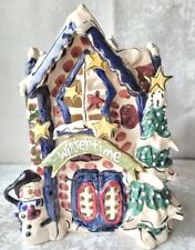 Blue Sky Clayworks Heather Goldminc Wintertime Christmas House Planter 2001 picture