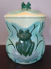 Vtg 1979 Handmade Ceramic Frog Lily Pads Canister Cookie Jar Planter Garden  picture