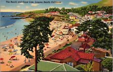 Linen Postcard The Beach and Coast Line in Laguna Beach, California picture