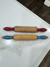 2 Vintage Wooden Antique Rolling Pin Primitive OLD WOOD Small picture
