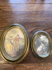 Vintage Italian PlasticFramed Victorian Painting Wall Hanger 2pc picture