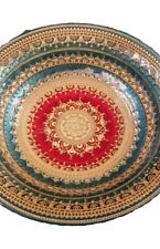 VINTAGE  REVERSE HAND PAINTED MULTICOLORED GLASS BOWL, MADE IN TURKEY picture