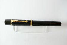 VINTAGE GERMANY MELBI 44F BLACK CHASED FOUNTAIN PEN ORIGINAL MELBI GOLD NIB 14KT picture