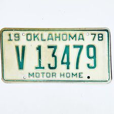 1978 United States Oklahoma Base Motor Home License Plate V 13479 picture
