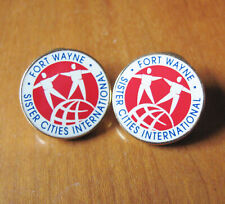 2 Fort Wayne Advertising Sister Cities International Lapel Pins Made in Canada  picture