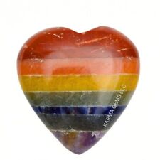 1 PC 7 Chakra Crystal Stone Puffy Heart, 1.5 inch Crystal Heart Bulk crystal picture