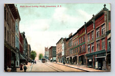 1908 Jamestown New York NY Main Street View Trolley Car People Postcard picture