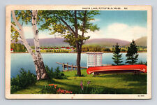 c1934 Linen Postcard Pittsfield MA Massachusetts Onota Lake View White Birch picture