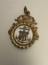 Antique Ancient Order of United Workmen AOUW Union Fob Pendant Gold Filled Agate picture