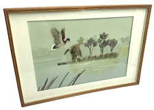 Vintage Handmade Feathered Mallards Ducks 3D Diorama Shadow Box Large 18