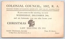 East Rutherford NJ~NYC Harlem Colonial Council Christmas Turkey~A Dexheimer~1911 picture